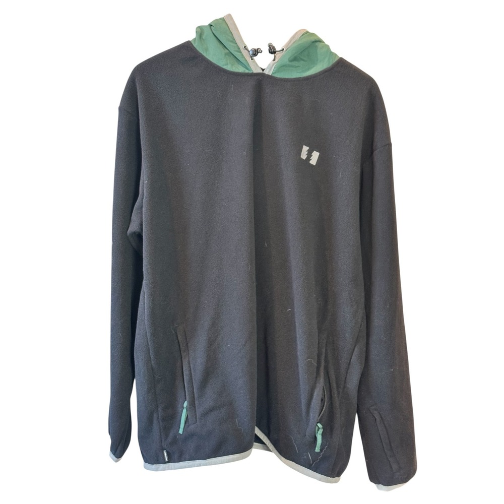 The Hundreds Mens Fleece Hoodie Black Green Logo Pullover Sweatshirt Size 2XL